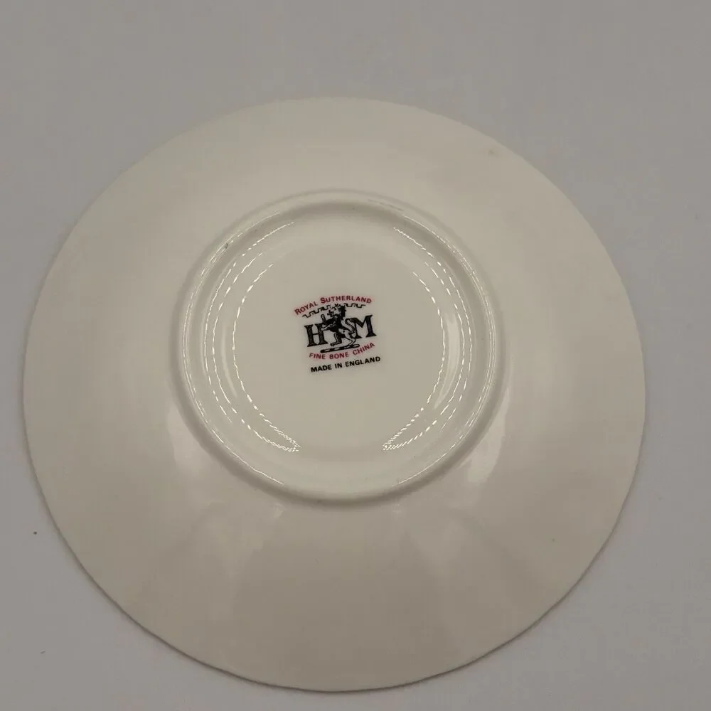Royal Sutherland England Fine Bone China Floral Teacup & Saucer Gold Trim VTG